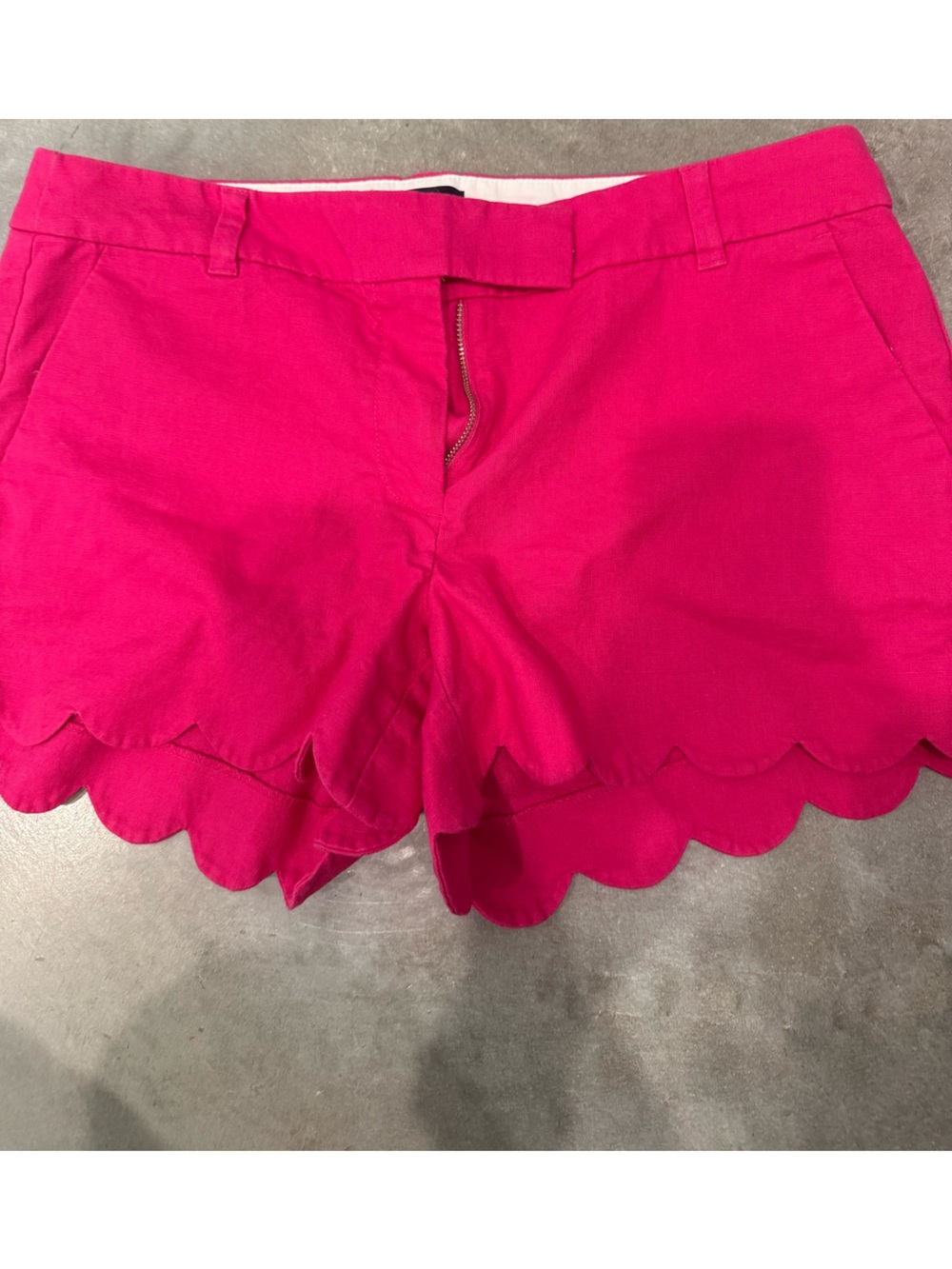 J. Crew Hot Pink Scallop Hem High Waist Shorts